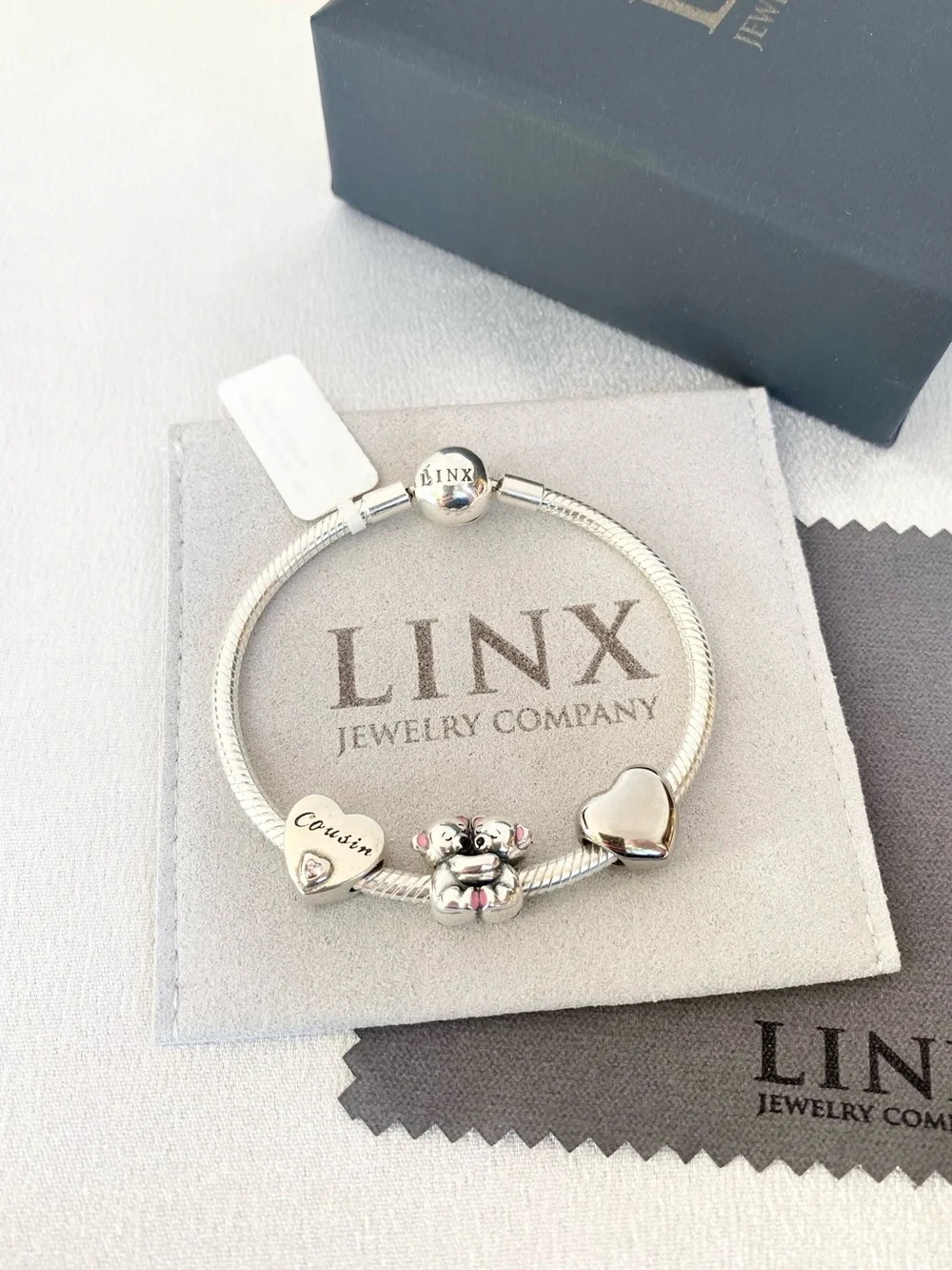 Linx Snake Chain Bracelet with Cousin Themed Charms